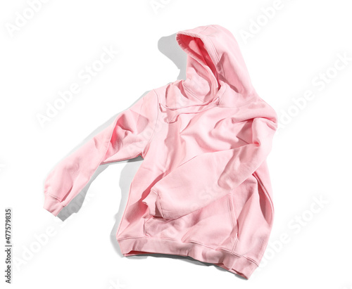 Pink hoodie on white background