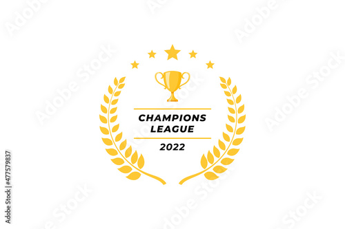 Trophy cup and laurel wreath vector design template