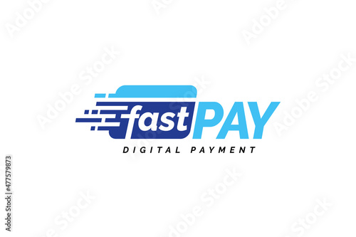 Digital wallet logo design template with pixel effect. Logo concept of credit card, crypto wallet, fast online payment.