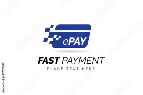 Digital wallet logo design template with pixel effect. Logo concept of credit card, crypto wallet, fast online payment.