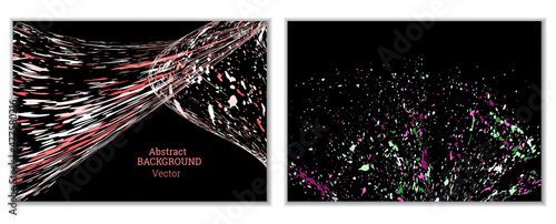 Multicolored paint splashes, smears, dust particles and debris are carried by the wind. A set of two templates. Design template for the design of banners, posters, booklets, covers, magazines. EPS 10