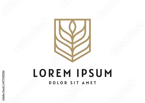 Wheat and Shield Logo Design Template