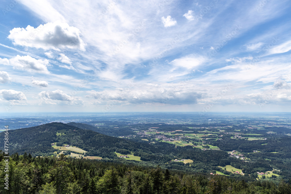 View from mount Vogelsang, a mountain in the bavarian forest in bernried near deggendorf