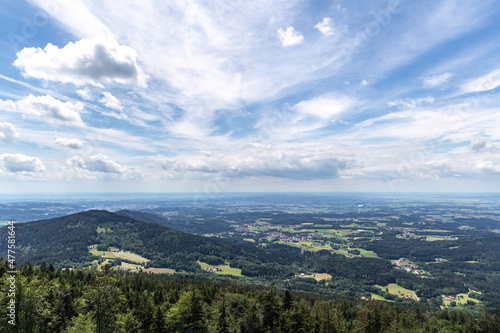 View from mount Vogelsang, a mountain in the bavarian forest in bernried near deggendorf