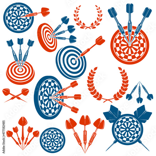 Set of darts design elements. Design element for logo, label, sign, emblem. Vector illustration