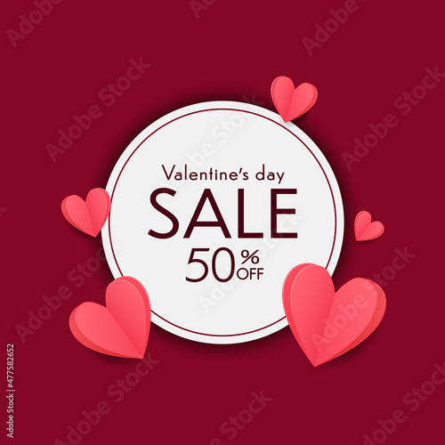 Valentines sale. Valentines day heart sale tag, poster template. Red twisted heart, isolated on white background. Vector illustration.