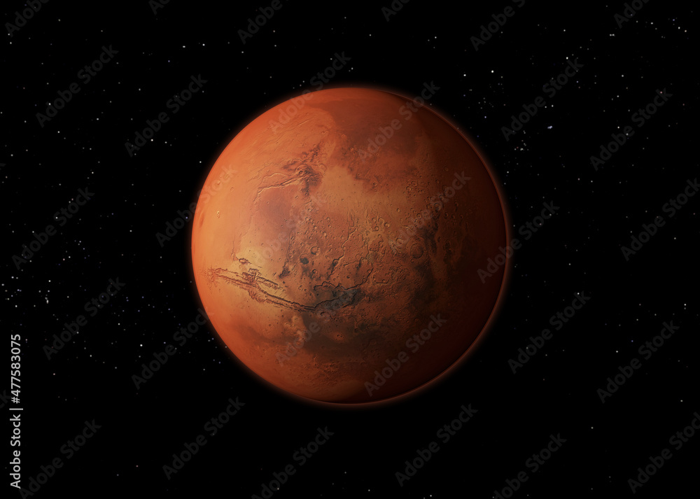 Obraz premium Planet Mars - Elements of this Image Furnished By NASA. 3D rendering.
