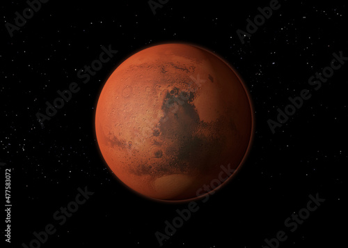 Fototapeta Naklejka Na Ścianę i Meble -  Planet Mars - Elements of this Image Furnished By NASA. 3D rendering.
