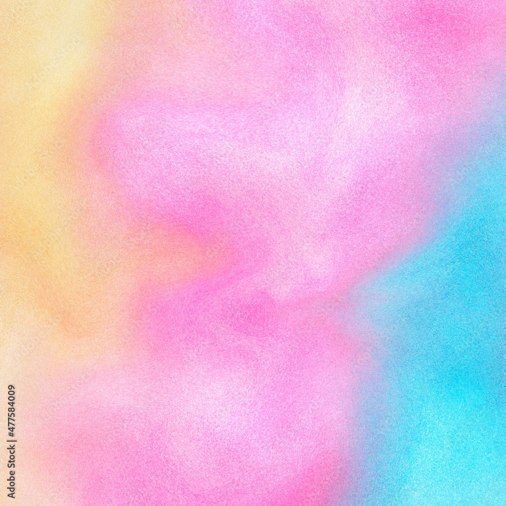 カラフルなラメの粒子の抽象正方形背景）ゴールド・ピンク・水色のマーブル　光沢　キラキラ　質感
