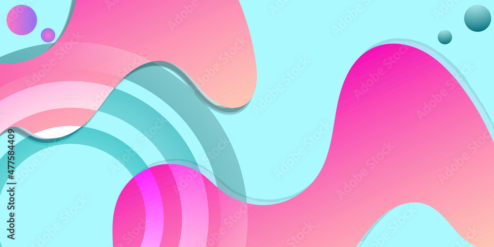 Modern Fluid Shape Bright futuristic horizontal colorful background with 3D Abstract liquid layers paper cut vector design layout for banners, posters,