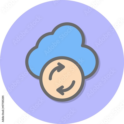 Syncing Line Filled Circle Vector Icon Design