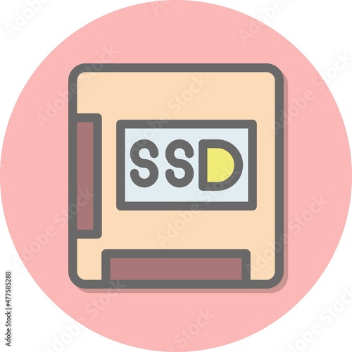 Ssd Line Filled Circle Vector Icon Design