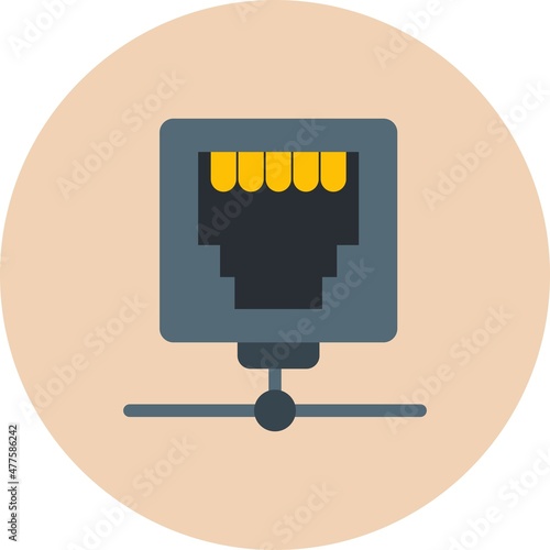 Ethernet Flat Circle Vector Icon Design