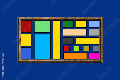 Buntes Mosaik im Holzrahmen