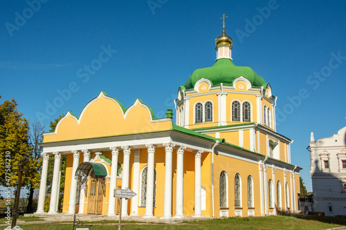 Принти на полотні Yellow facade and green dome of the Cathedral of the Nativity of Christ of the R