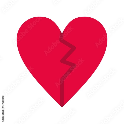 Broken Heart Flat Vector Icon Design