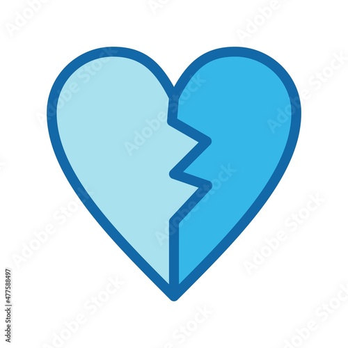 Broken Heart Line Filled Blue Vector Icon Design