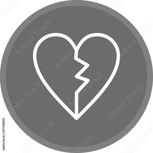 Broken Heart Line Circle Grey Vector Icon Design