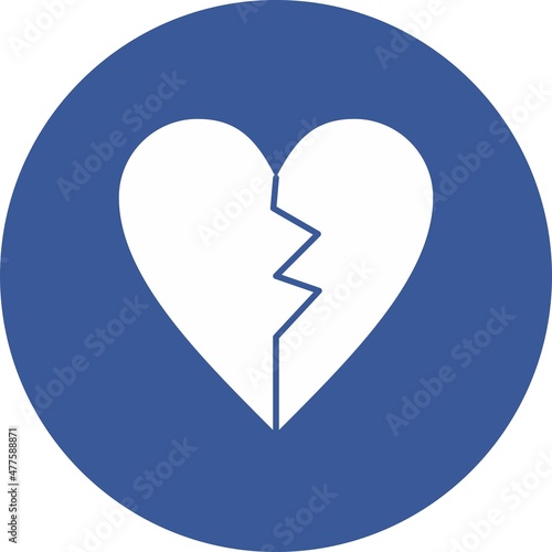 Broken Heart Glyph Circle Vector Icon Design