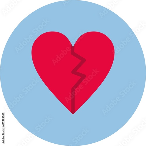 Broken Heart Flat Circle Vector Icon Design