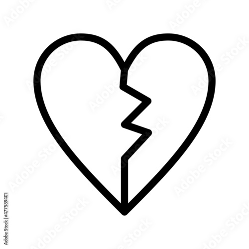 Broken Heart Line Vector Icon Design