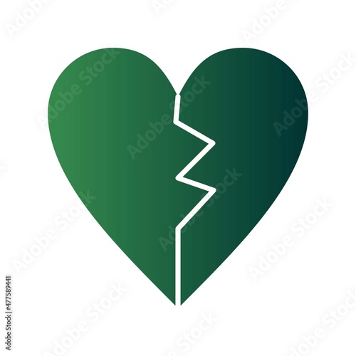 Broken Heart Glyph Gradient Vector Icon Design