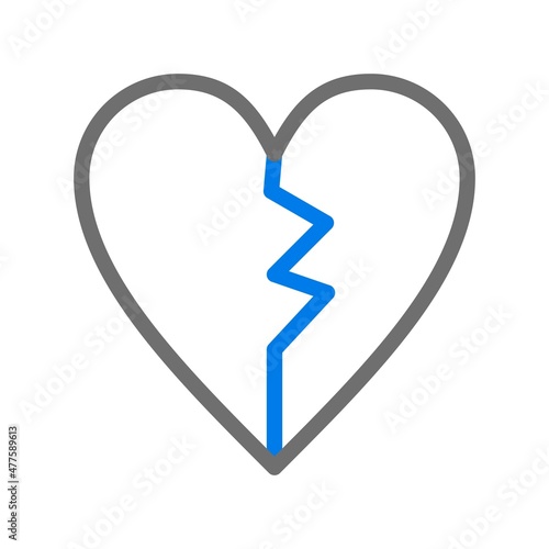 Broken Heart Line Blue Vector Icon Design