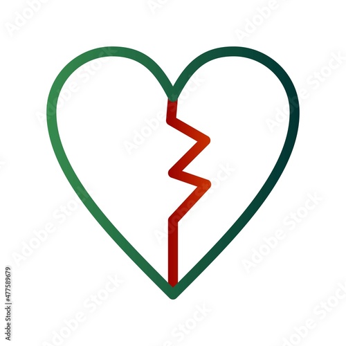 Broken Heart Line Gradient Vector Icon Design