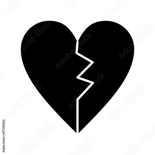 Broken Heart Glyph Vector Icon Design