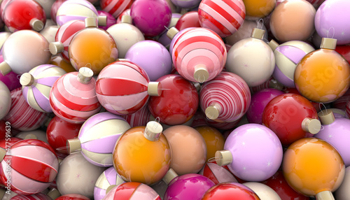Christmas baubles. Festive New Year decoration.
