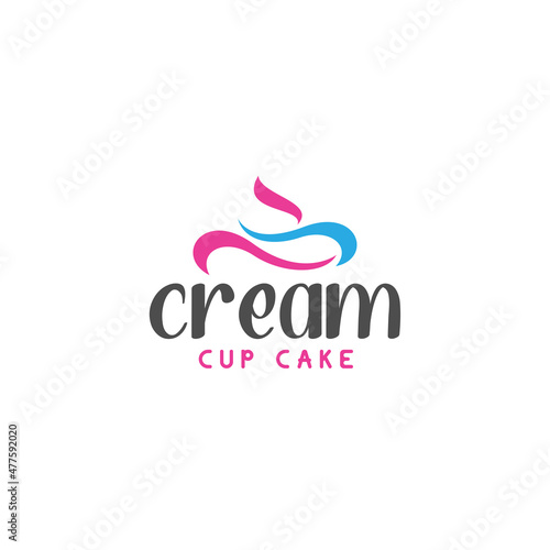 Modern colorful CREAM CUP CAKE yummy logo design