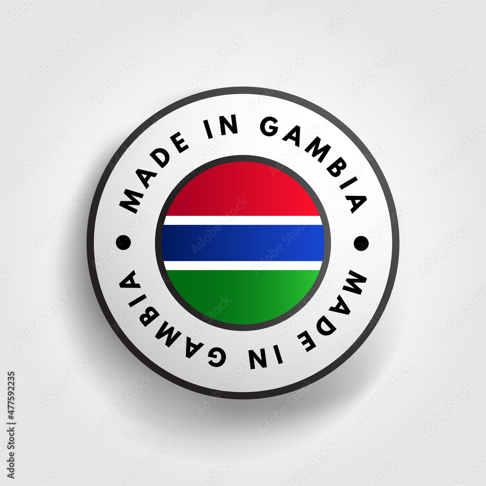 Made in Gambia text emblem badge, concept background Made in Gambia text emblem badge, concept background