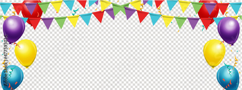 Happy Birthday typography vector design for greeting cards and poster with balloon, confetti and gift box, design template for birthday celebration.