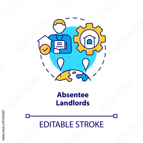 Absentee landlords concept icon. Property manager customers abstract idea thin line illustration. Isolated outline drawing. Editable stroke. Roboto-Medium, Myriad Pro-Bold fonts used