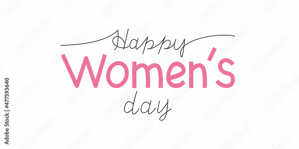 international Women's day Calligraphy. simple lettering for women's day. frame, card, template, banner and background design elements. Vector illustration.