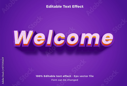 Welcome 3d editable text effect vector design.