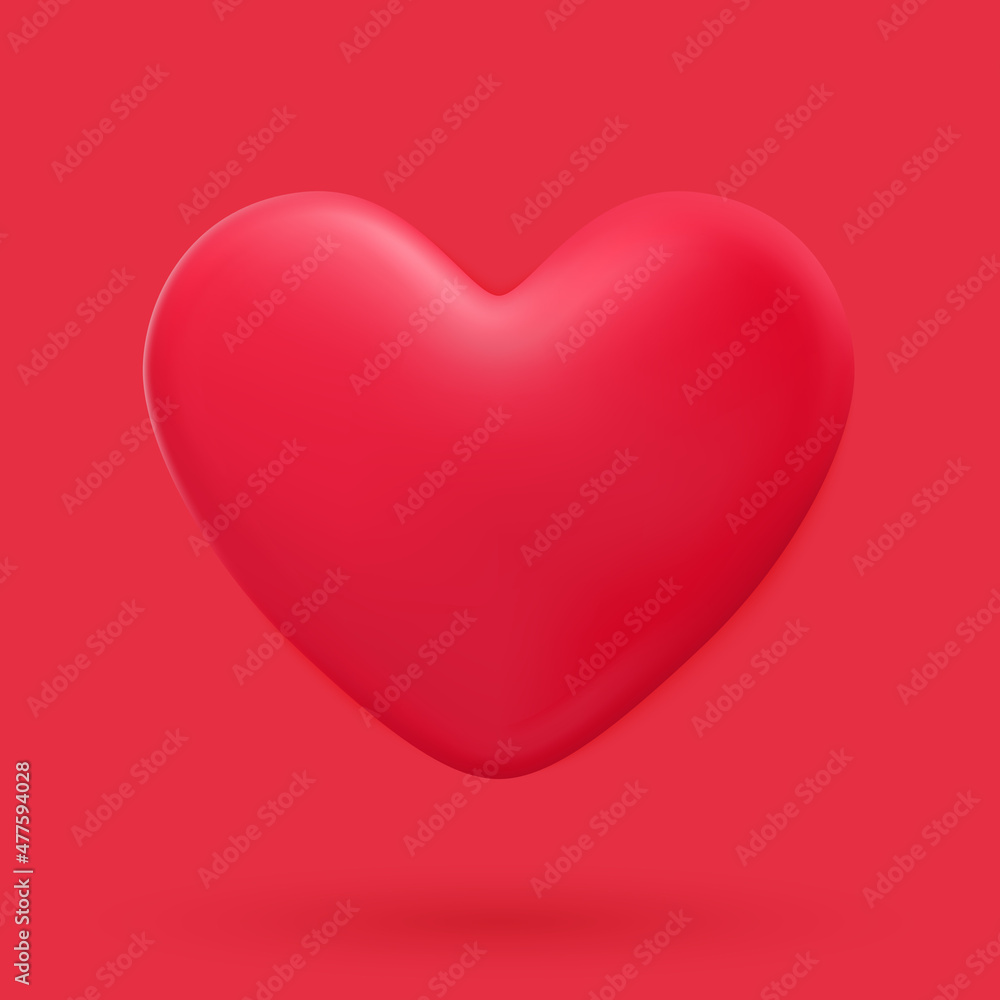 Hearts 3d wallpaper. 3d red heart vector illustration. Valentines day poster. Romantic banner. Symbol of love, wedding, engagement, datting and passion.