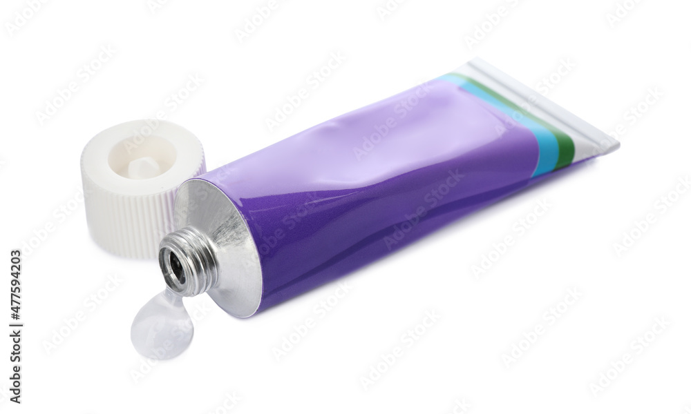 Open tube with ointment on white background Open tube with ointment on white background
