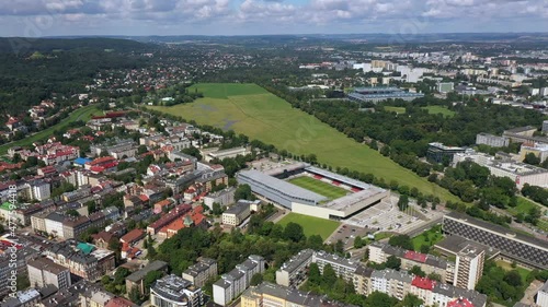 Aerial view of Krakowskie Blonia meadow park in Cracow, Poland photo