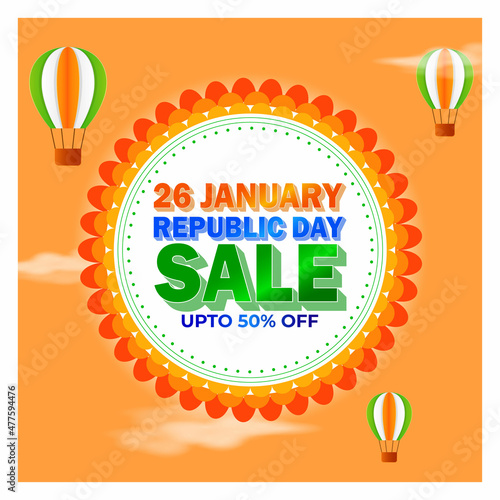 vector illustrations for Indian republic day sale banner