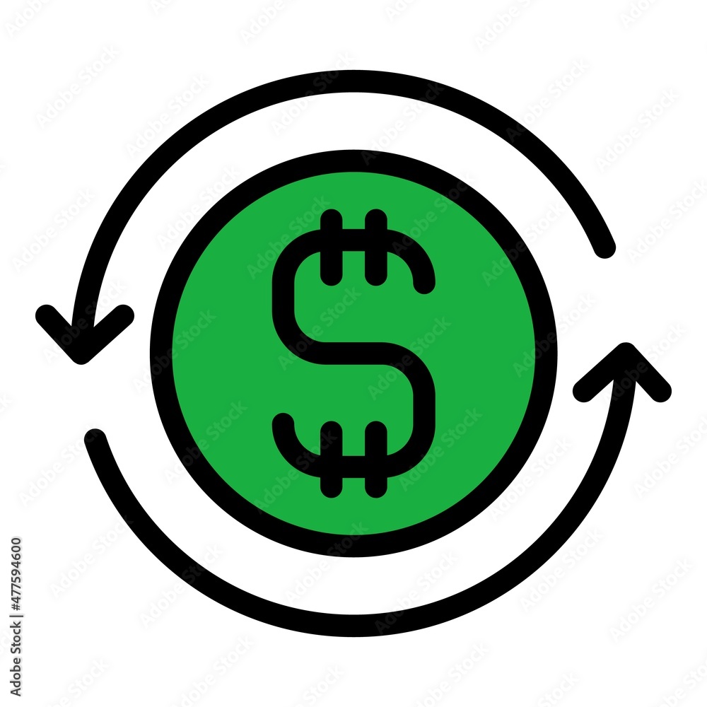 Dollar currency icon. Outline dollar currency vector icon color flat isolated Dollar currency icon. Outline dollar currency vector icon color flat isolated