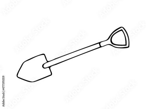 Hand drawn doodle shovel. Vector clipart. Outline.