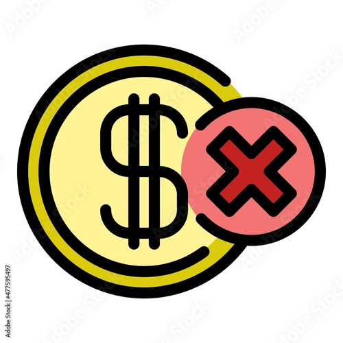 Close dollar icon. Outline close dollar vector icon color flat isolated
