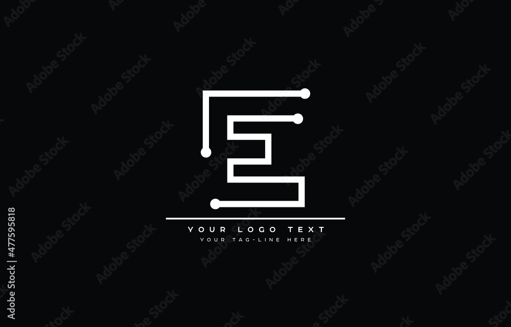 Initial E letter logo design with black background Initial E letter logo design with black background