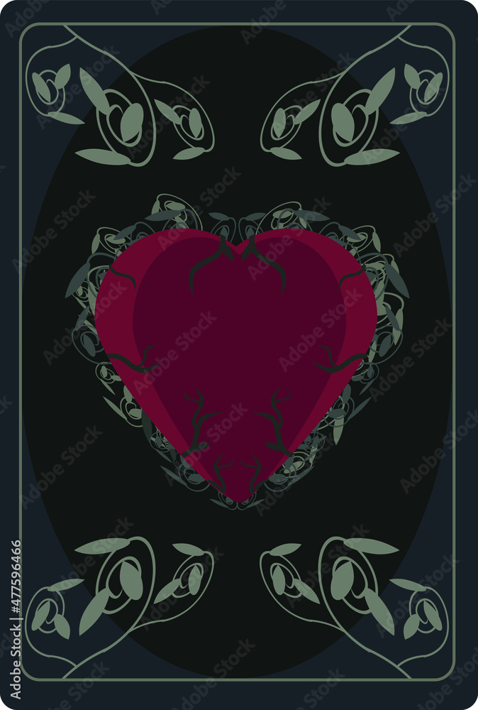 valentine poster with heart, gothic style