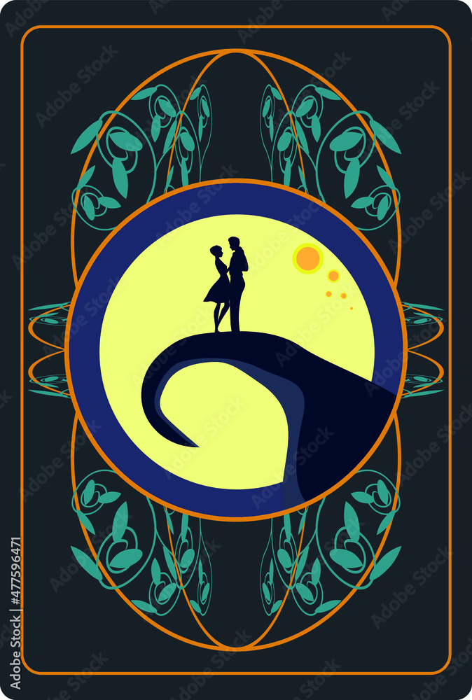 couple in love in the moonlight, gothic style