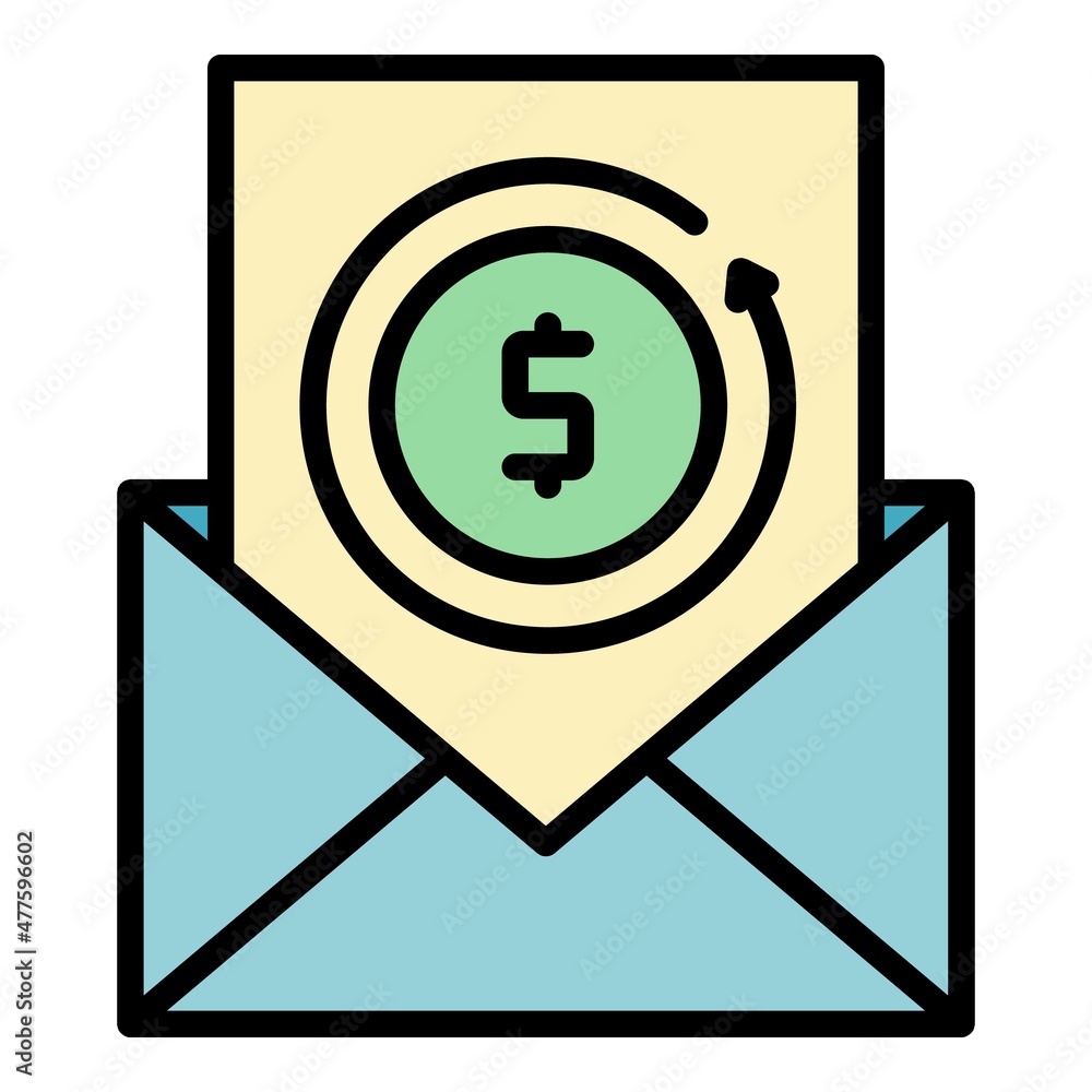 Money report icon. Outline money report vector icon color flat isolated Money report icon. Outline money report vector icon color flat isolated