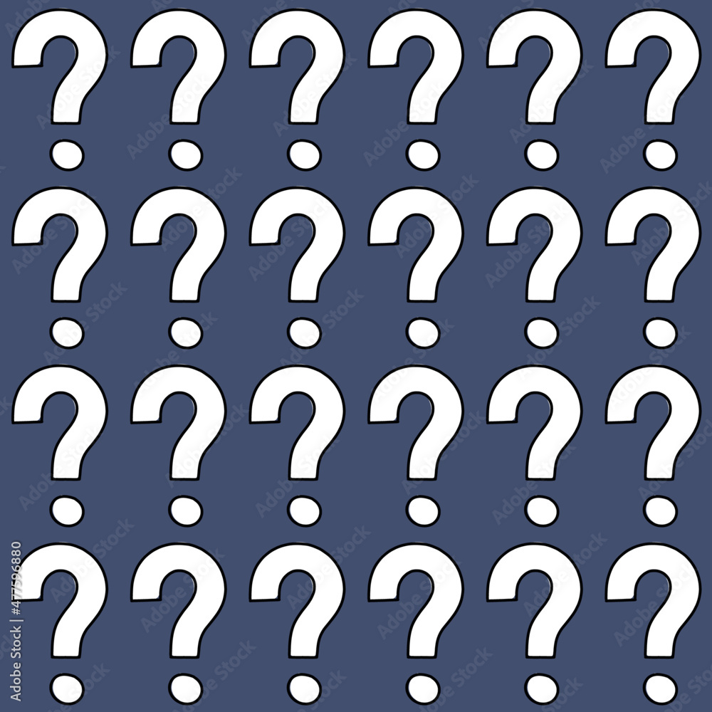 Vector seamless pattern of hand drawn white question marks signs isolated on blue background Vector seamless pattern of hand drawn white question marks signs isolated on blue background