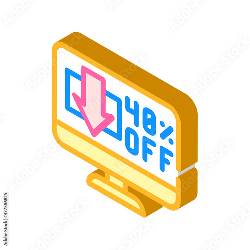 online discounts isometric icon vector. online discounts sign. isolated symbol illustration