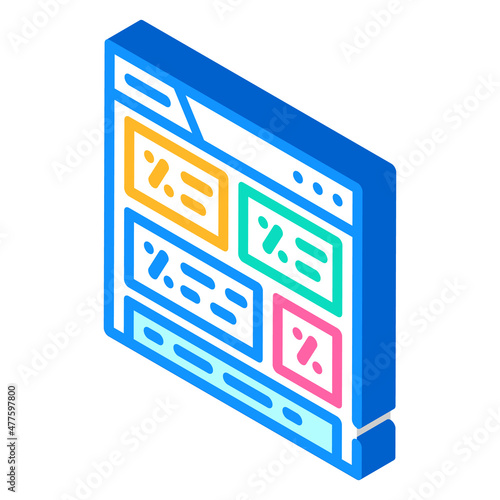 website with discounts isometric icon vector. website with discounts sign. isolated symbol illustration